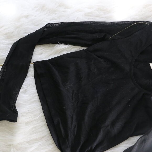 Forever 21 Black Crop Top with Sheer Long Sleeves 🖤 - Picture 5 of 10